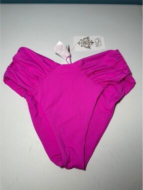 Becca Vintage Bottom Swimwear Large Pink Ruched Sides Size Large